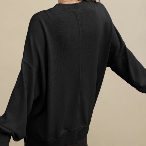 Women's Loose, Casual Crewneck Sweatshirt Jacket for Commuters: A sophisticated - Picture 4 of 5